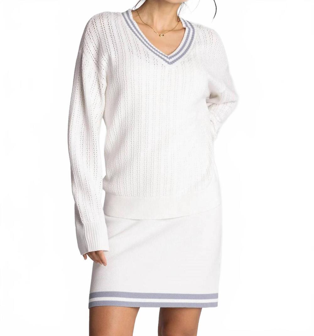 NEW THREAD & SUPPLY alexis sweater in ivory dusty blue